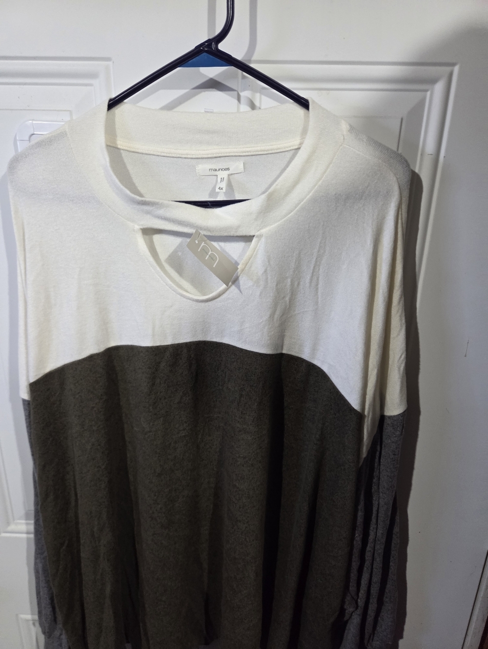 Maurices Ivory Cutout Neck Long Sleeve Shirt
